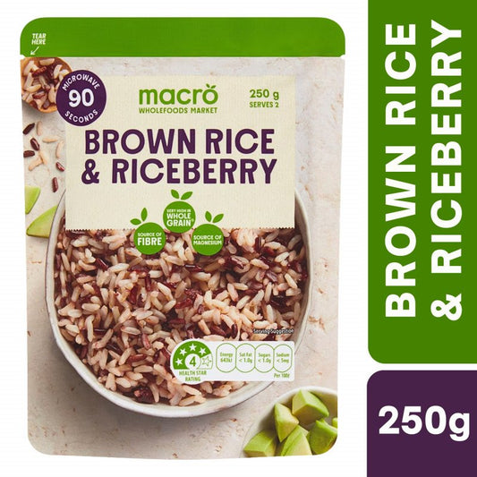 [Expiry Date: 02/11/2026] Woolworths Macro Brown Rice & Riceberry Pouch 250g