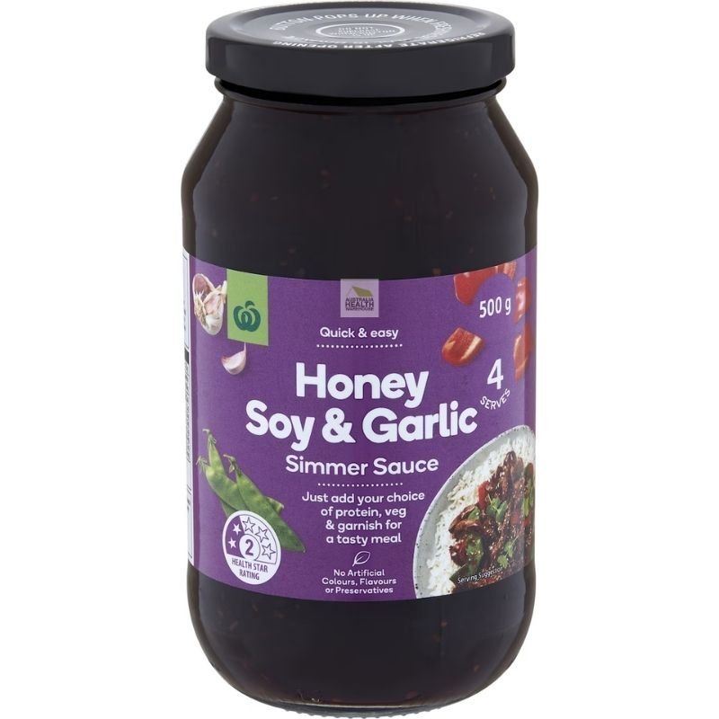 [CLEARANCE Expiry Date: 11/08/2026] Woolworths Honey Soy & Garlic Simmer Sauce 500g