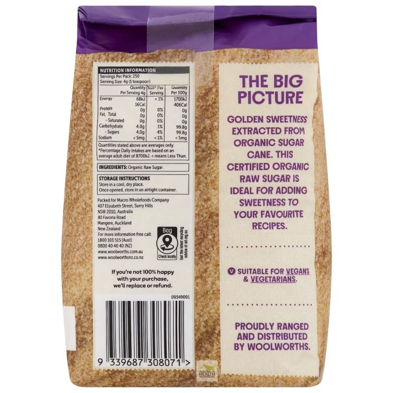 [Expiry: 07/2027] Woolworths Macro Organic Raw Sugar 1kg