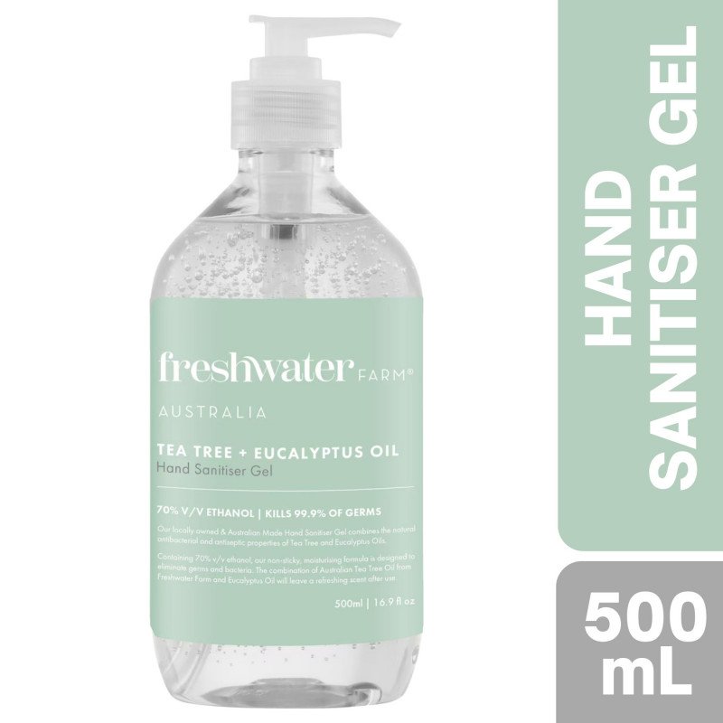 Freshwater Farm Australia Tea Tree + Eucalyptus Oil Hand Sanitiser Gel 500mL