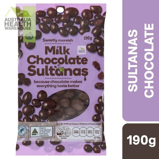 [Expiry:02/02/2027] Woolworths Milk Chocolate Sultanas 190g
