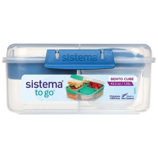 Sistema To Go Bento Cube Food Storage Container Assorted 1.25 Litre (BLUE)