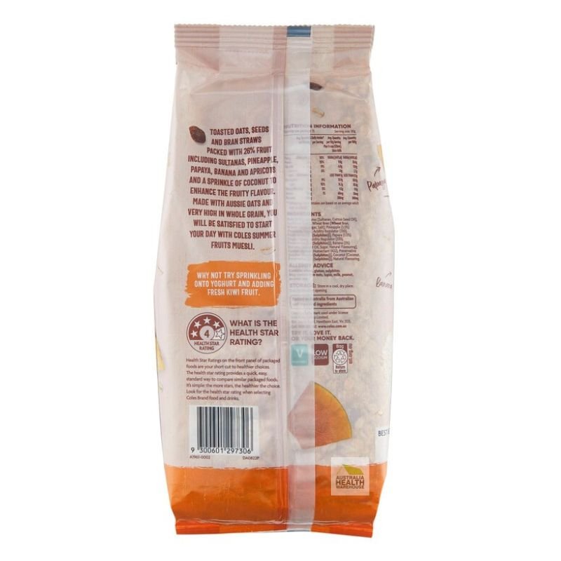 [Expiry Date: 06/10/2026] Coles Muesli Summer Fruits 750g