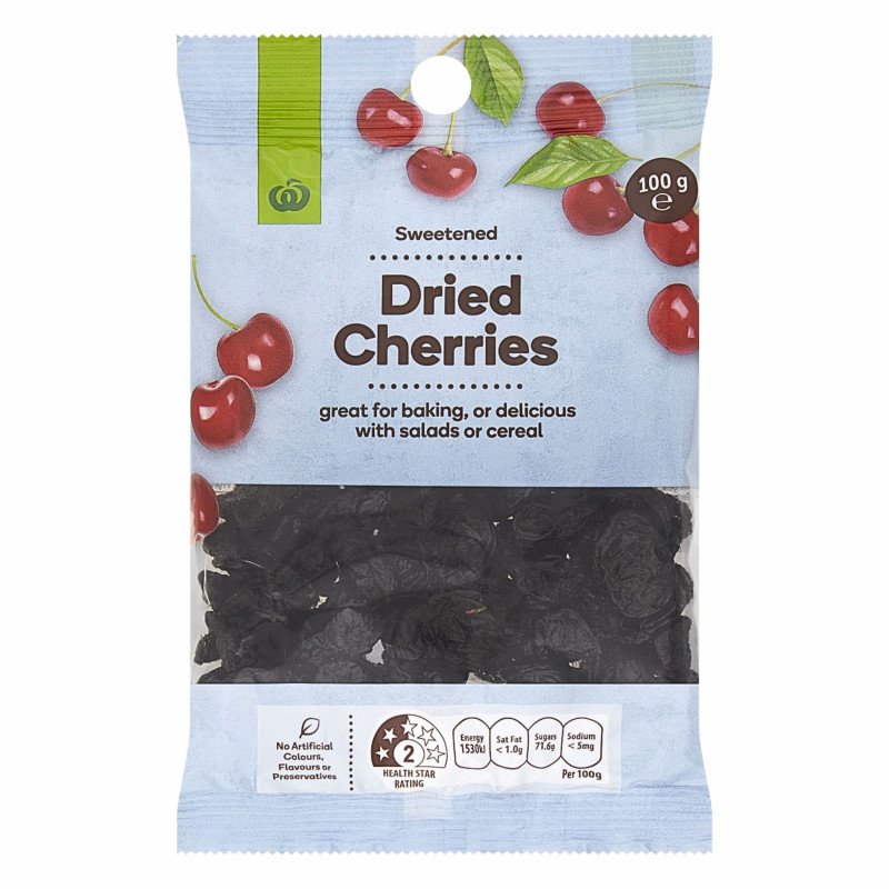 [Expiry Date: 31/10/2026]   Woolworths Sweetened Dried Cherries 100g