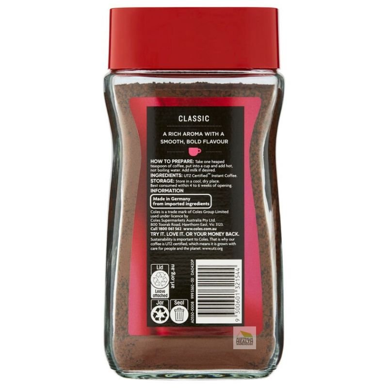 [Expiry: 25/02/2028] Coles Classic Granulated Instant Coffee 200g