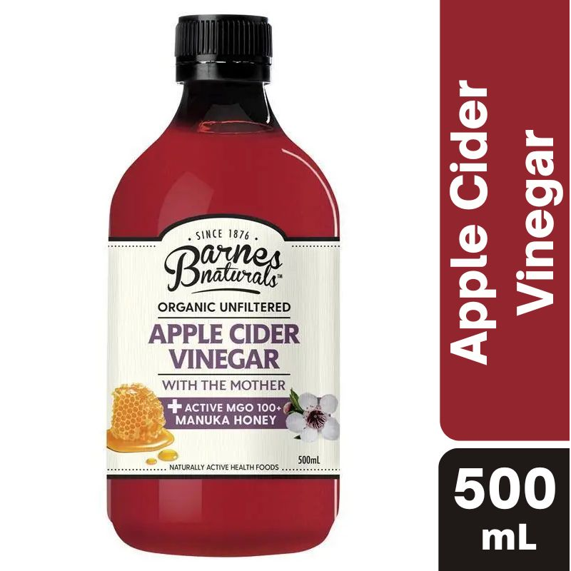 [Expiry: 02/2027] Barnes Naturals Organic Apple Cider Vinegar with the Mother + Manuka Honey 500mL
