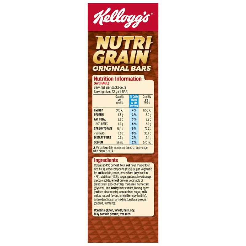 [CLEARANCE Expiry Date: 31/08/2026] Kellogg's Nutri Grain Bars Original 5 Pack