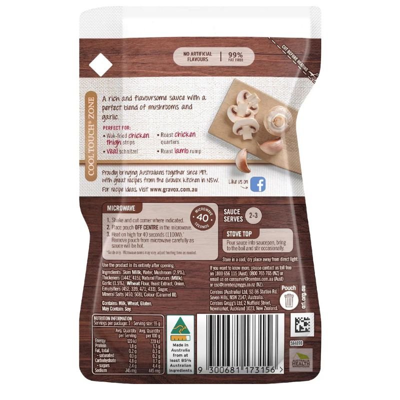 [Expiry Date: 04/08/2027] Gravox Mushroom & Garlic Sauce Liquid Pouch 165g