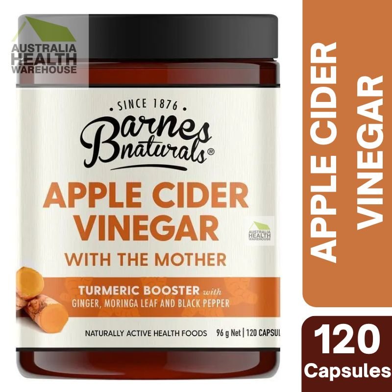 [Expiry: 11/2026] Barnes Naturals Apple Cider Vinegar with The Mother - Turmeric Boost 120 Capsules