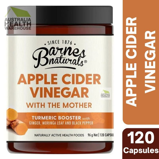 [Expiry: 11/2026] Barnes Naturals Apple Cider Vinegar with The Mother - Turmeric Boost 120 Capsules