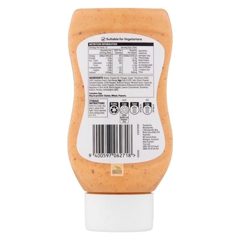 [Expiry Date: 06/01/2027] Woolworths Chipotle Mayonnaise 330mL