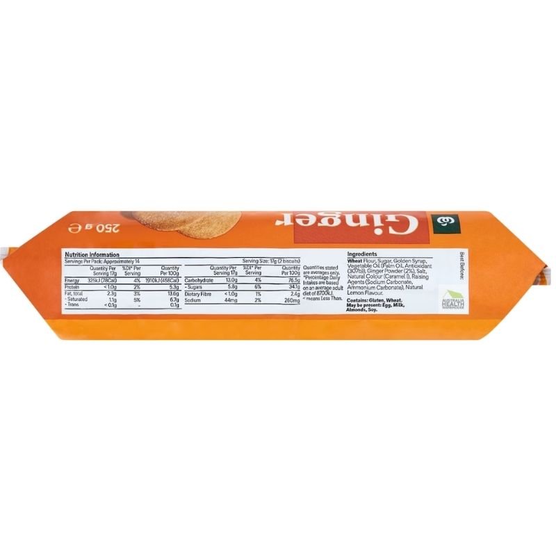Woolworths Gingernut Biscuits 250g