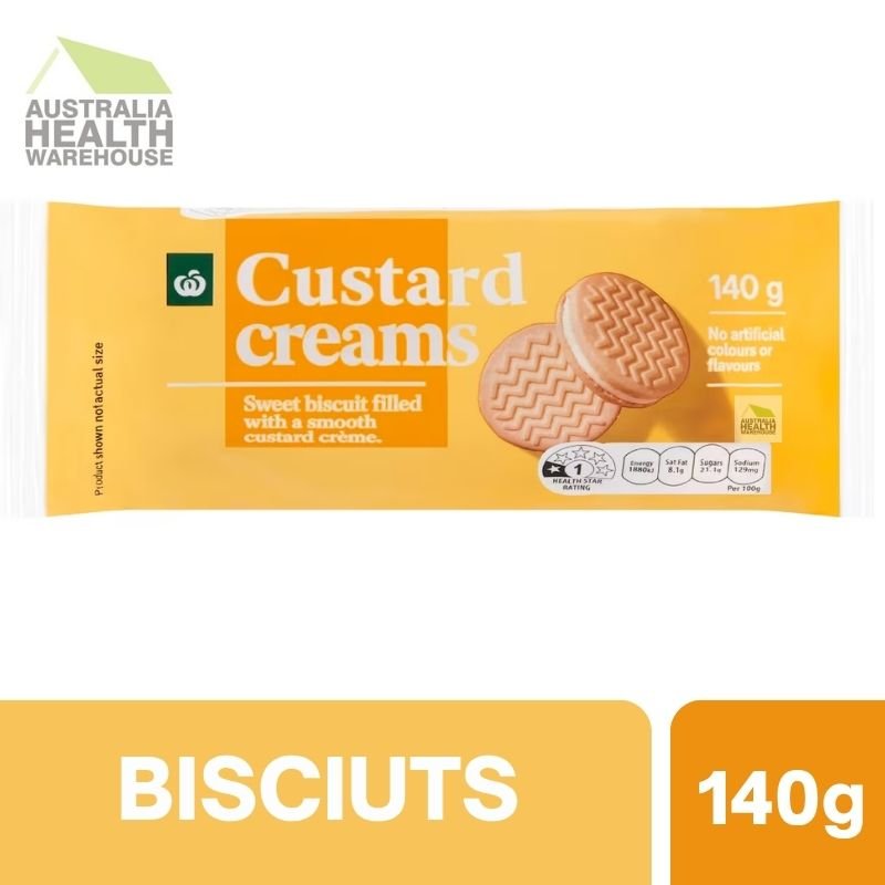 [CLEARANCE Expiry: 04/03/2026] Woolworths Custard Cream Biscuit 140g