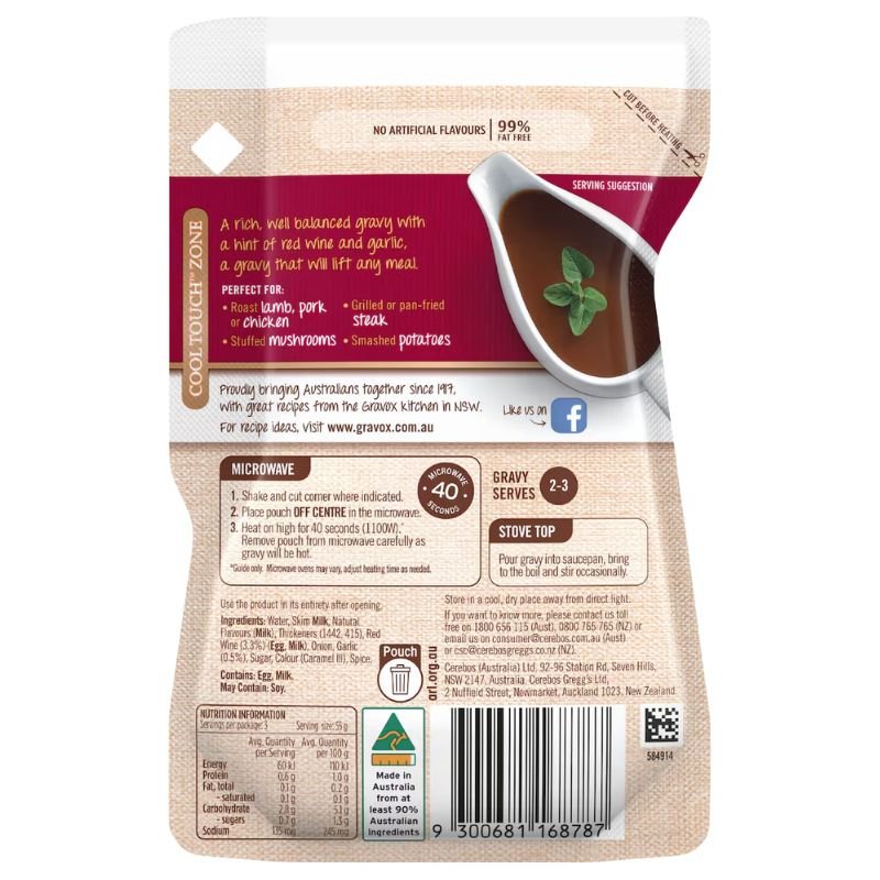 [Expiry Date: 19/05/2027] Gravox Roast Meat with Red Wine & Garlic Liquid Gravy Pouch 165g