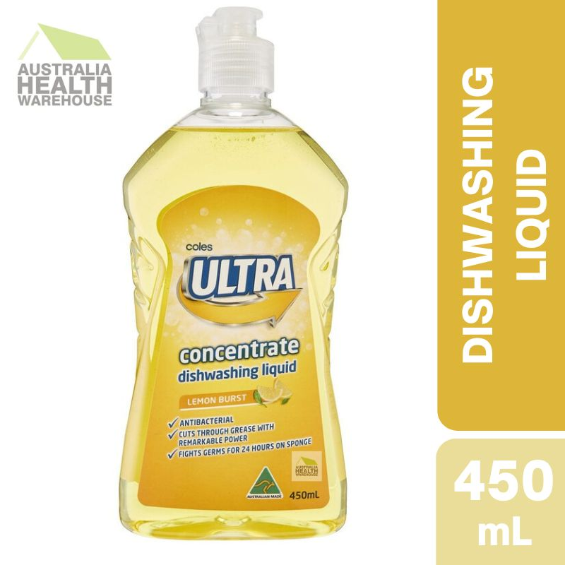 Coles Ultra Concentrate Dishwashing Liquid Lemon Burst 450mL