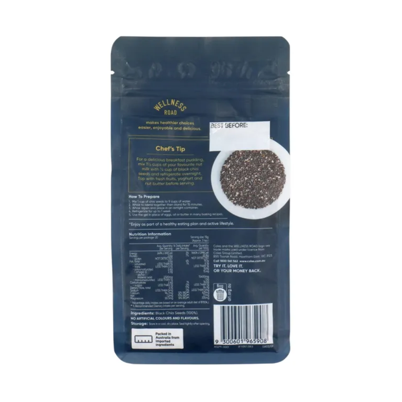 Coles Wellness Road Black Chia Seeds 300g