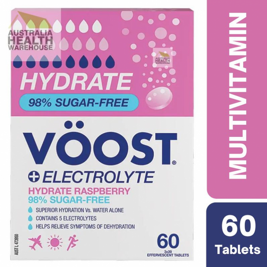 [Expiry: 04/2028] Voost Hydrate Sugar Free Raspberry Effervescent Tablets 60 Pack