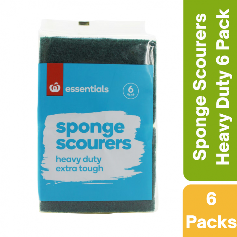 Woolworths Essentials Sponge Scourers Heavy Duty 6 Pack