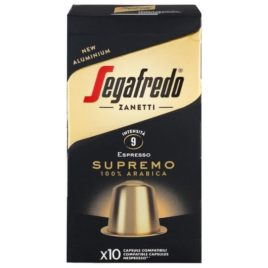 [Expiry Date: 28/02/2028] Segafredo Espresso Supremo 100% Arabica Coffee Capsules 10 Pods Nespresso Compatible