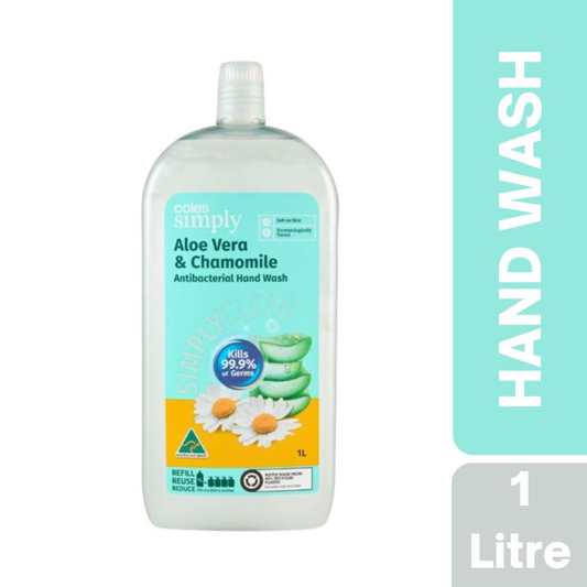 Coles Simply Antibacterial Hand Wash Refill Aloe Vera & Chamomile 1 Litre