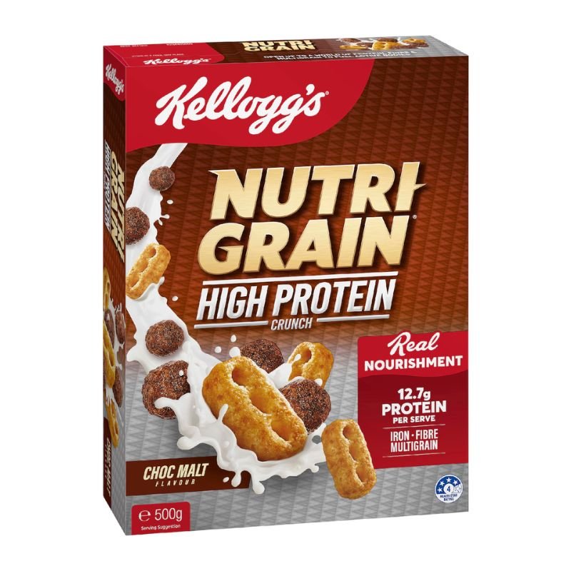 [Expiry: 19/03/2027] Kellogg's Nutri-Grain High Protein Crunch Choc Malt Flavour 500g