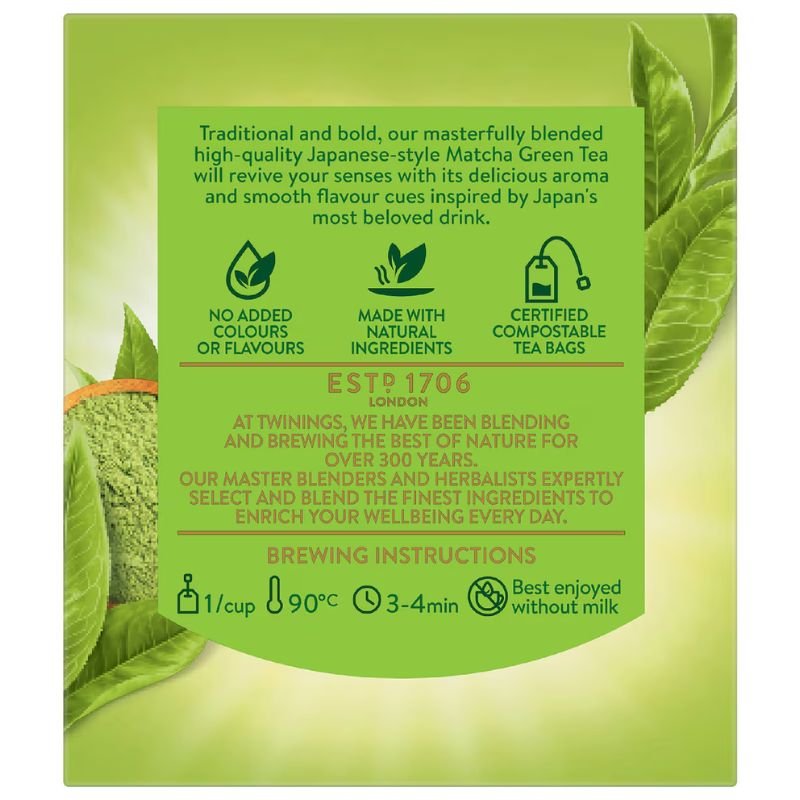 [Expiry: 21/10/2028] Twinings Matcha Green Tea Bags 10 Pack 15g