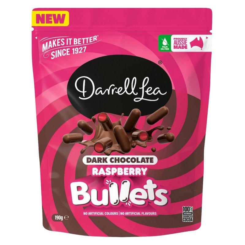 [Expiry Date: 11/05/2027] Darrell Lea Dark Chocolate Raspberry 190g