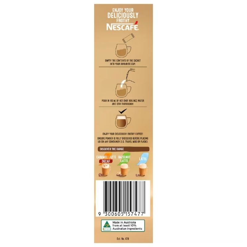 Nescafe Decaf Cappuccino Coffee Sachets 10 Pack