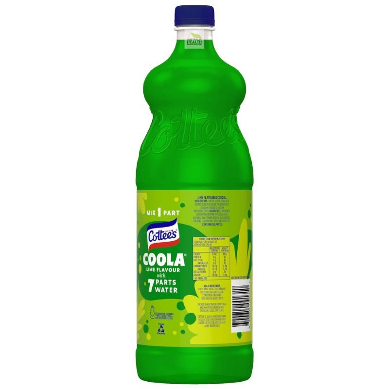 [Expiry Date: 07/12/2026] Cottee's Coola Lime Cordial 1 Litre