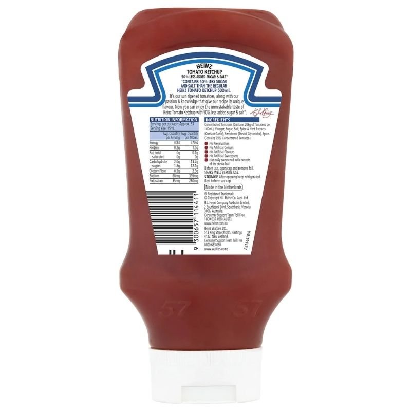 [Expiry Date: 01/02/2027]  Heinz Tomato Ketchup 50% Less Sugar & Salt 500mL