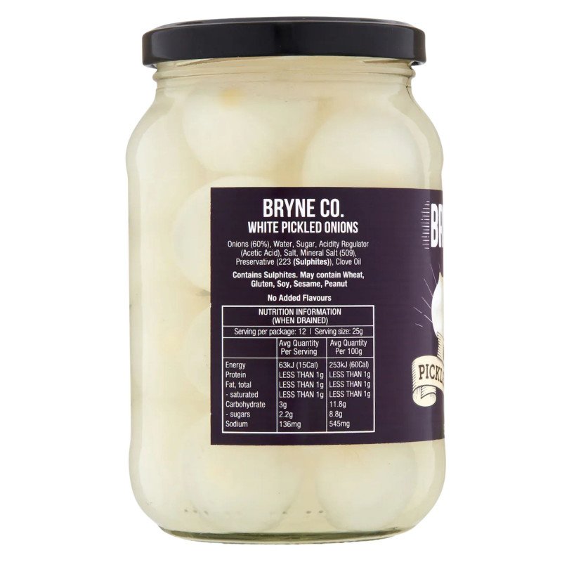 [Expiry Date: 10/02/2028] Bryne Co White Pickled Onions 500g