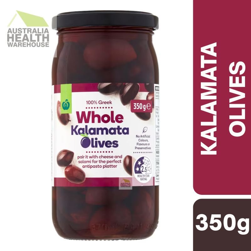 [Expiry: 02/09/2027] Woolworths Whole Kalamata Olives 350g