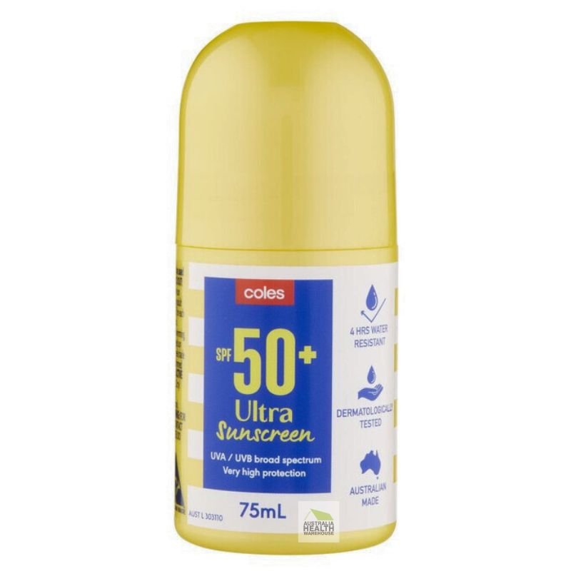 [Expiry: 06/2026] Coles SPF 50+ Ultra Sunscreen Roll-On 75mL