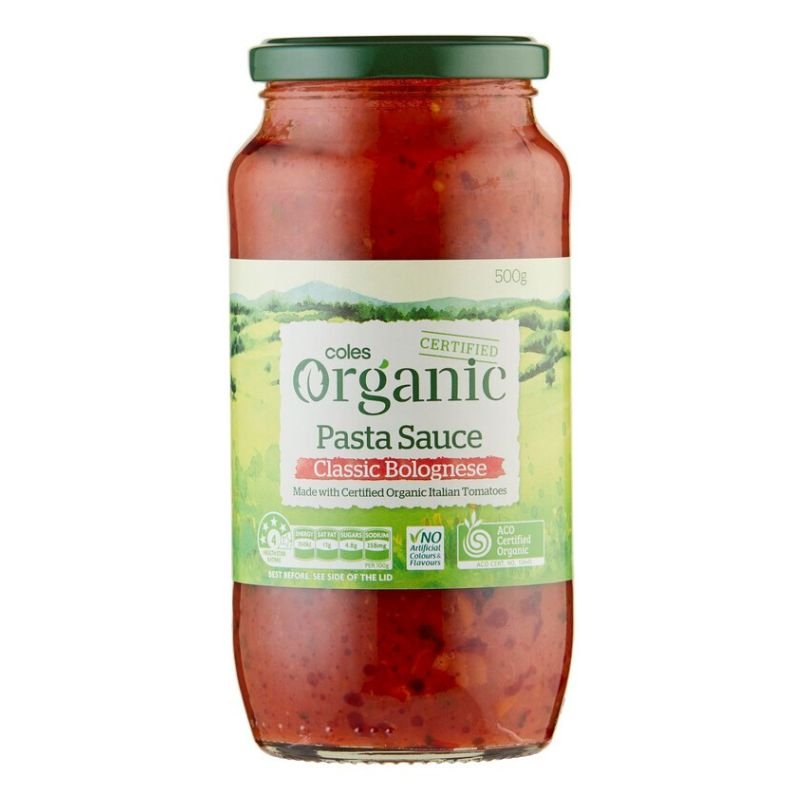 Coles Organic Pasta Sauce Classic Bolognese 500g