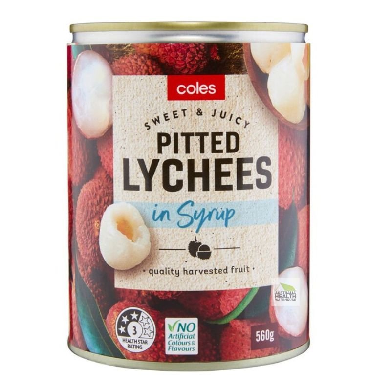 [CLEARANCE Expiry Date: 09/07/2026] Coles Whole Pitted Lychees in Syrup 560g