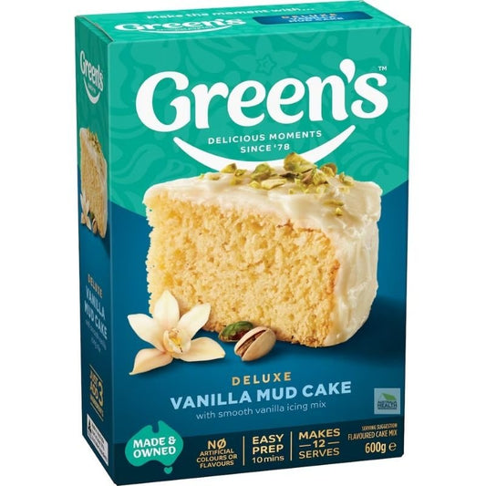 [Expiry Date: 13/03/2027] Green's Deluxe Vanilla Mud Cake Mix 600g