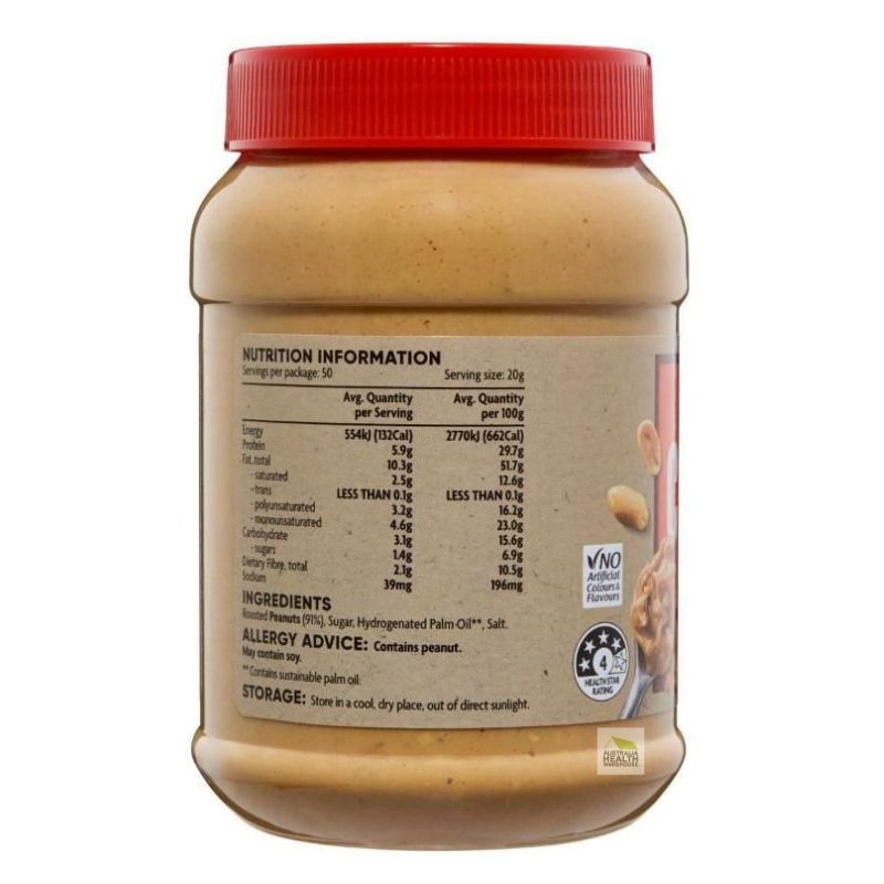 [Expiry: 29/09/2026] Coles Crunchy Peanut Butter Lightly Roasted 1kg