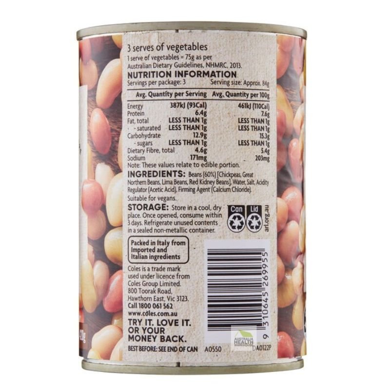 Coles Four Bean Mix 420g