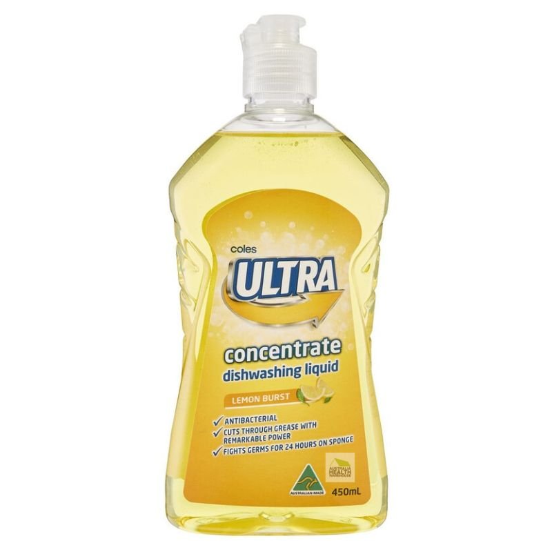 Coles Ultra Concentrate Dishwashing Liquid Lemon Burst 450mL