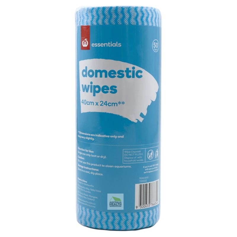 Woolworths Essentials Multi-Purpose Domestic Cleaning Wipes 50 Pack