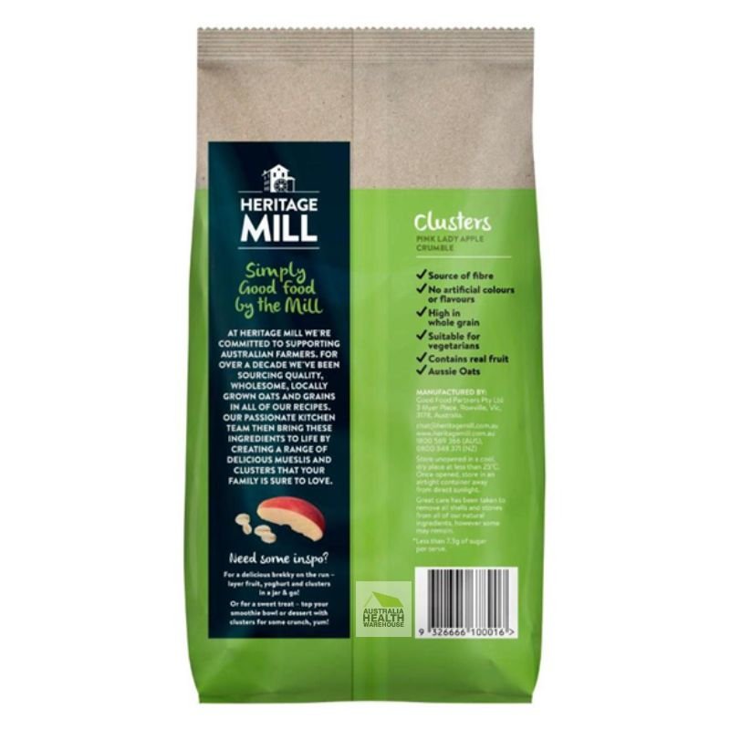 [Expiry Date: 26/05/2026] Heritage Mill Clusters Pink Lady Apple Crumble 750g