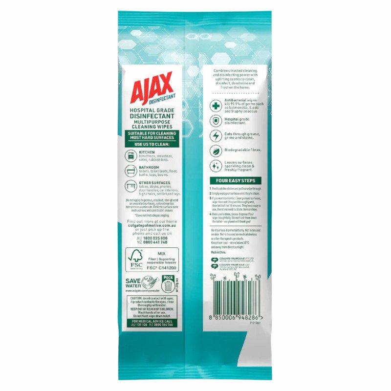 [Expiry Date: 23/11/2027] Ajax Disinfectant Hospital Grade Sparkling Citrus & Pineapple 110 Wipes