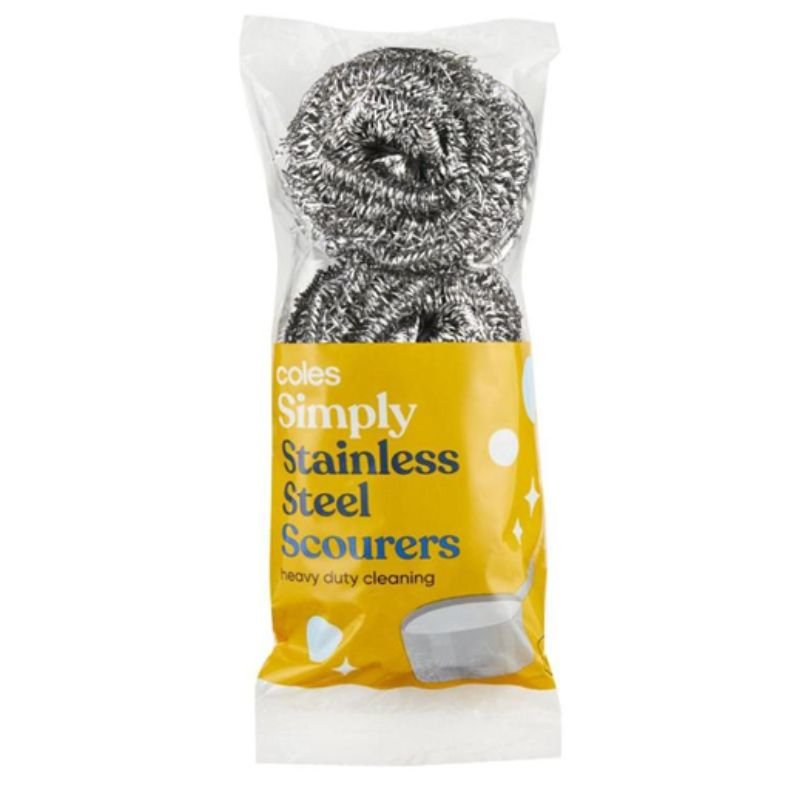 Coles Simply Stainless Steel Scourers 3 Pack