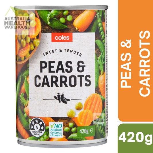[Expiry Date: 30/09/2029] Coles Peas & Carrots 420g