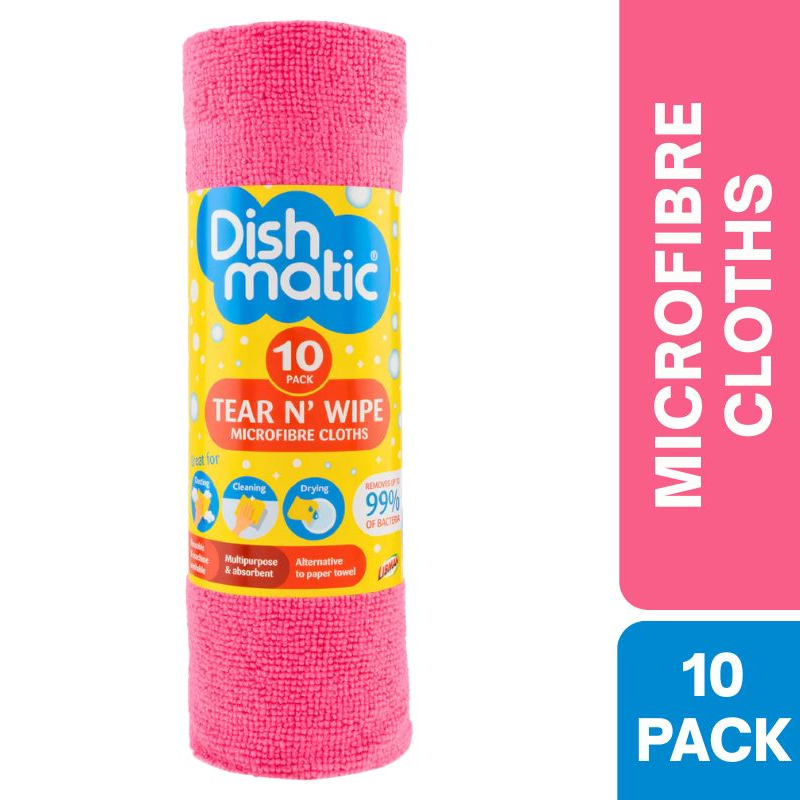 Dishmatic Tear N' Wipe Microfibre Cloths 10 Pack