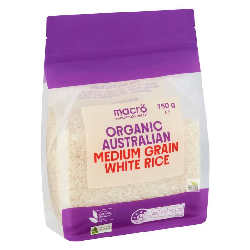 [Expiry: 03/09/2027] Woolworths Macro Organic Australian Medium Grain White Rice 750g
