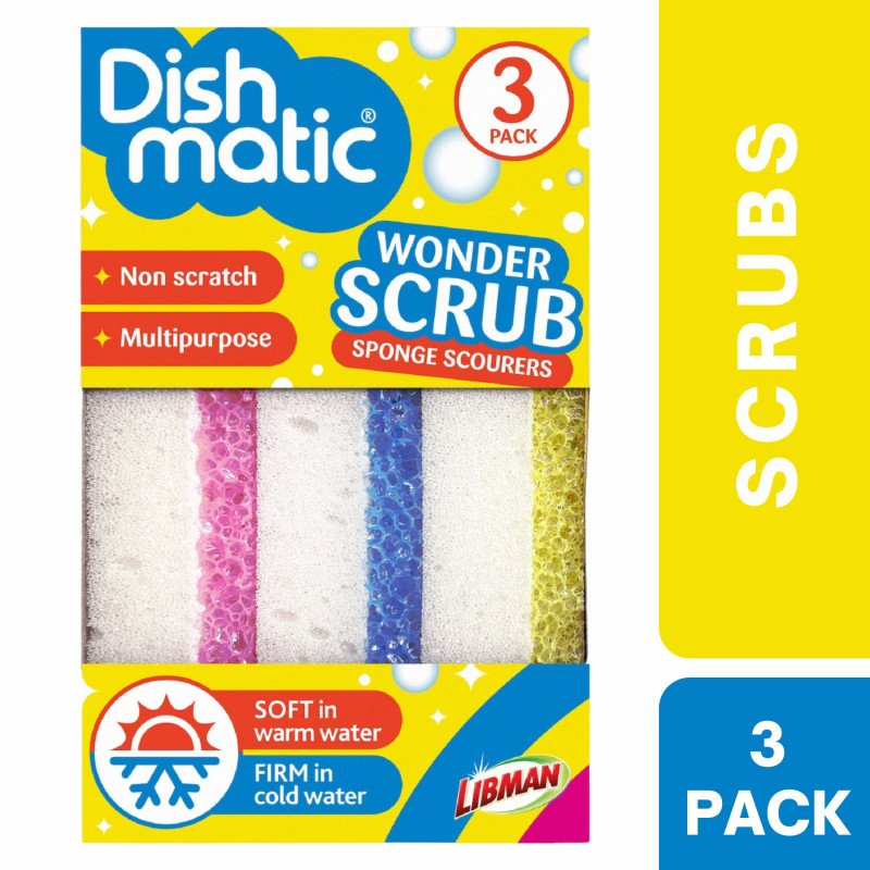 Dishmatic Wonder Scrub Sponge Scourers 3 Pack