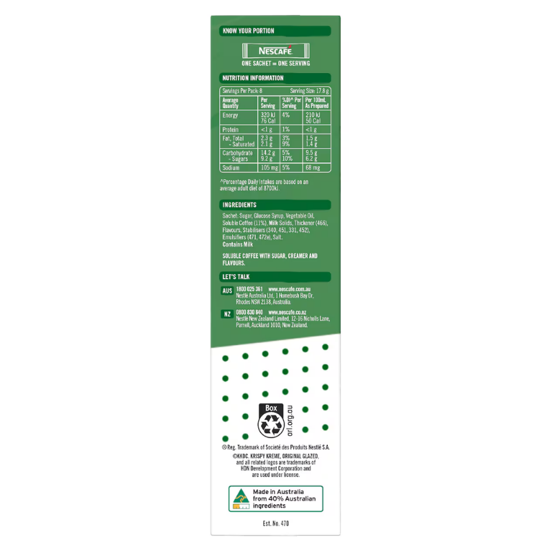 [Expiry Date: 04/2027] Nescafe Krispy Kreme Doughnut Latte Sachets 8 Pack