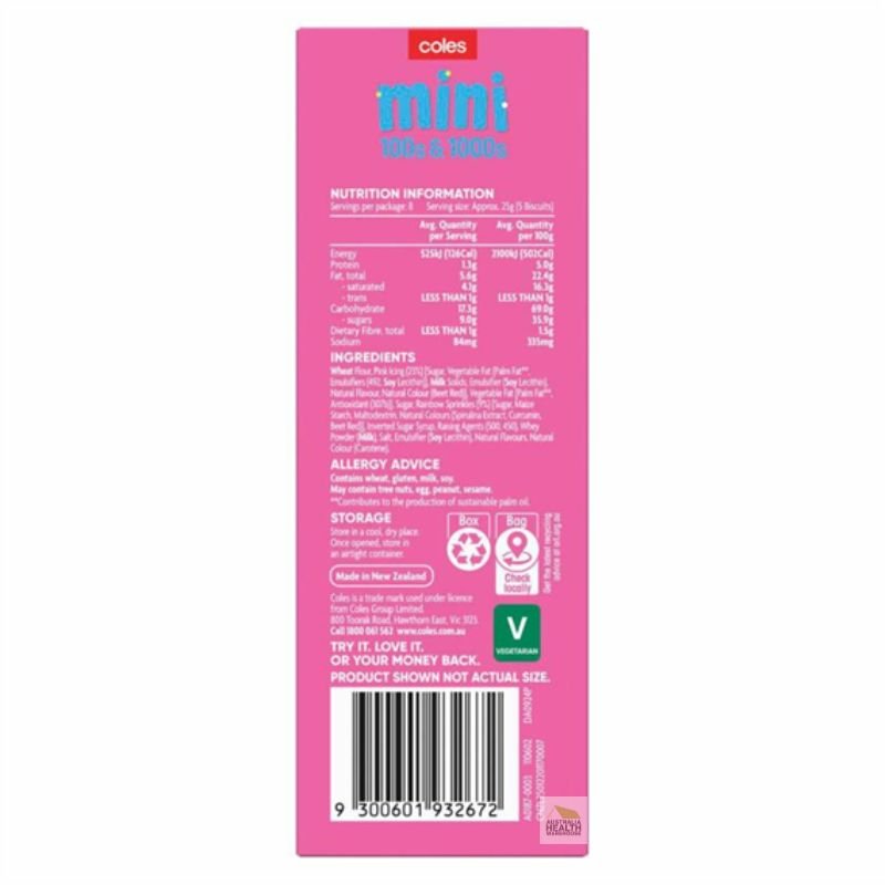 [CLEARANCE Expiry: 18/05/2026] Coles Mini 100's & 1000's Biscuits 200g