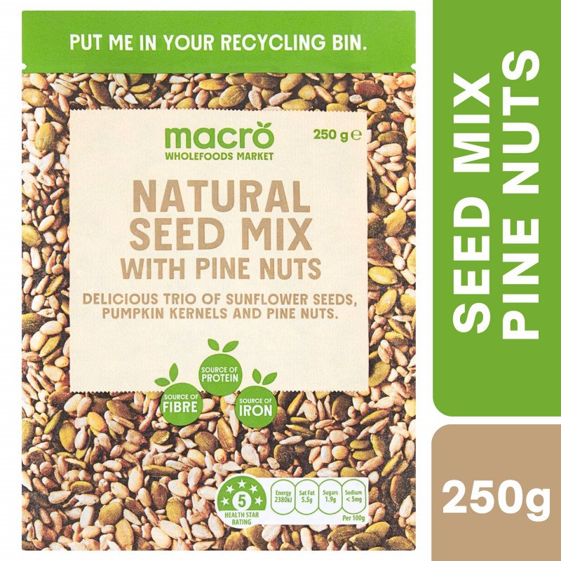 [CLEARANCE Expiry: 08/09/2026] Woolworths Macro Natural Seed Mix With Pine Nuts 250g